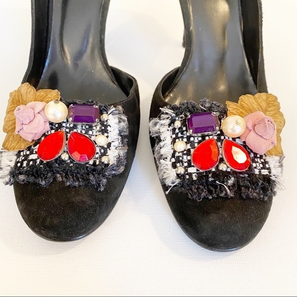 Luichiny Suede Embellished D’Orsay Black Pump - 7 - Picture 10 of 11